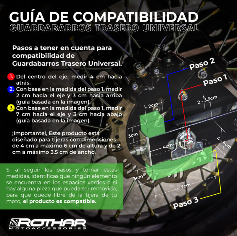Guardabarros trasero universal para motos con tijera cuadrada o ...